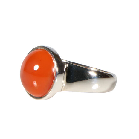 Zilveren ring carneool maat 19 | rond 1,3 cm Zilveren ring carneool maat 19 | rond 1,3 cm