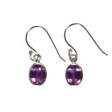 Zilveren oorbellen amethist | ovaal facet 9 x 7 mm