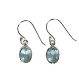 Zilveren oorbellen aquamarijn | ovaal facet 9 x 7 mm