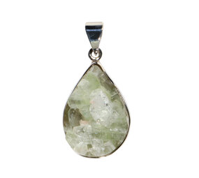 Zilveren hanger apofylliet (groen) | druppel ruw 2,9 x 2,1 cm Zilveren hanger apofylliet (groen) | druppel ruw 2,9 x 2,1 cm