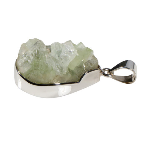 Zilveren hanger apofylliet (groen) | druppel ruw 2,9 x 2,1 cm