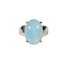 Zilveren ring aquamarijn maat 18 | ovaal gezet 1,8 x 1,3 cm Zilveren ring aquamarijn maat 18 | ovaal gezet 1,8 x 1,3 cm