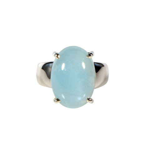 Zilveren ring aquamarijn maat 18 | ovaal gezet 1,8 x 1,3 cm Zilveren ring aquamarijn maat 18 | ovaal gezet 1,8 x 1,3 cm