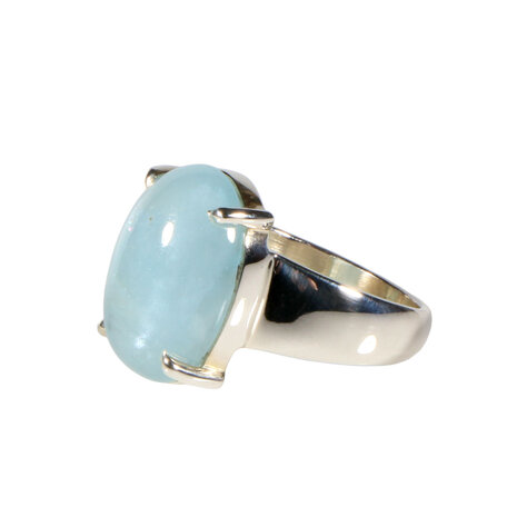 Zilveren ring aquamarijn maat 18 | ovaal gezet 1,8 x 1,3 cm Zilveren ring aquamarijn maat 18 | ovaal gezet 1,8 x 1,3 cm