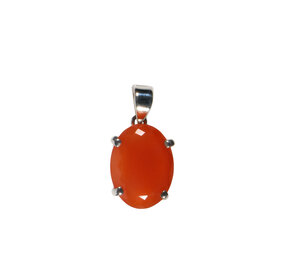 Zilveren hanger carneool | ovaal facet gezet 2 x 1,5 cm Zilveren hanger carneool | ovaal facet gezet 2 x 1,5 cm