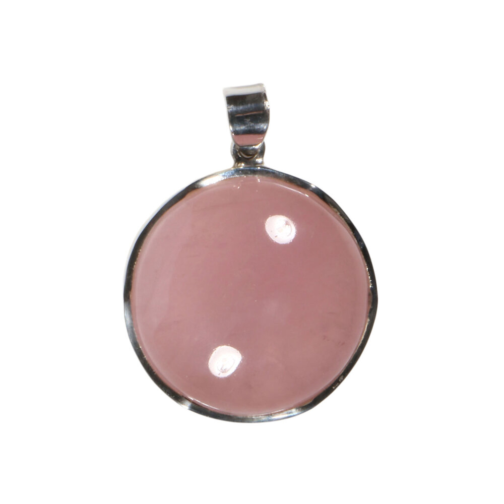 Zilveren hanger rozenkwarts | rond 2,9 cm Zilveren hanger rozenkwarts | rond 2,9 cm