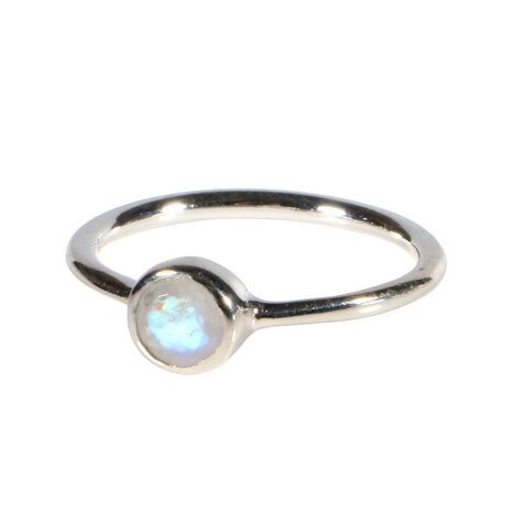Zilveren ring maansteen (regenboog) maat 17 | rond facet 6 mm Zilveren ring maansteen (regenboog) maat 17 | rond facet 6 mm