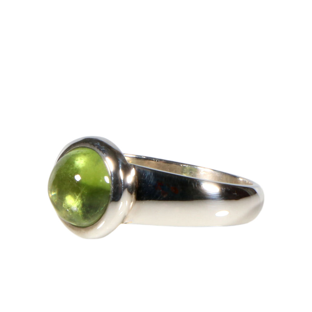 Zilveren ring peridoot maat 18 1/2 | rond 0,8 cm