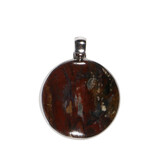 Zilveren hanger geopaliseerd hout | rond 2,9 cm (1) Zilveren hanger geopaliseerd hout | rond 2,9 cm (1)