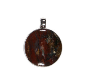 Zilveren hanger geopaliseerd hout | rond 2,9 cm (1) Zilveren hanger geopaliseerd hout | rond 2,9 cm (1)