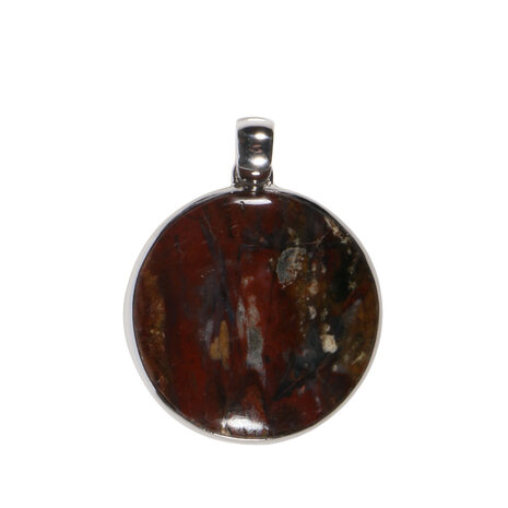 Zilveren hanger geopaliseerd hout | rond 2,9 cm (1) Zilveren hanger geopaliseerd hout | rond 2,9 cm (1)