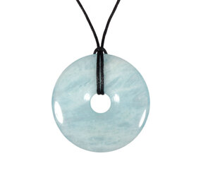 Aquamarijn (blauw) hanger donut 3,8 - 4,2 cm Aquamarijn (blauw) hanger donut 3,8 - 4,2 cm