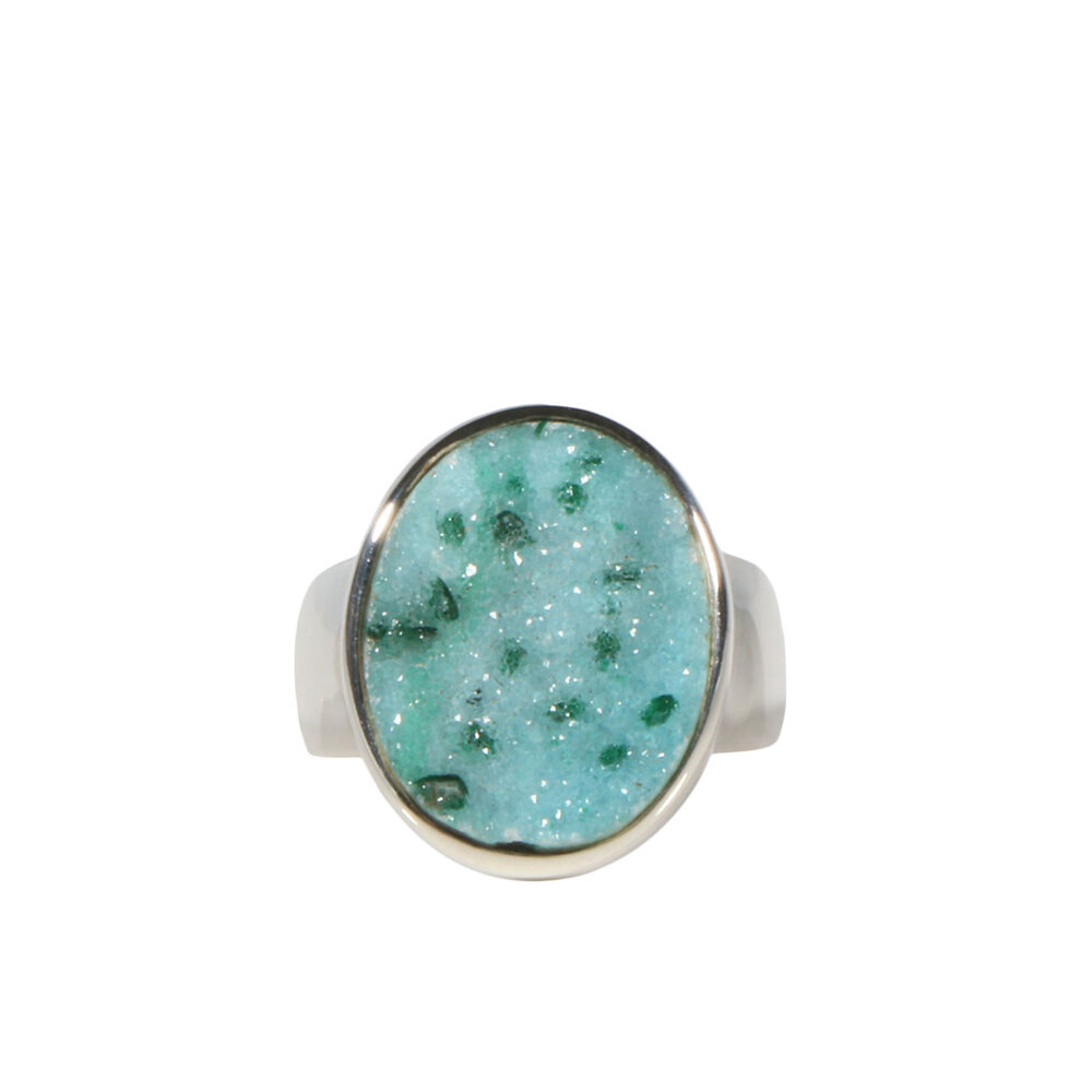 Zilveren ring chrysocolla (drusy) maat 17 1/2 | ovaal 1,8 x 1,4 cm Zilveren ring chrysocolla (drusy) maat 17 1/2 | ovaal 1,8 x 1,4 cm