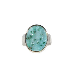 Zilveren ring chrysocolla (drusy) maat 17 1/2 | ovaal 1,8 x 1,4 cm Zilveren ring chrysocolla (drusy) maat 17 1/2 | ovaal 1,8 x 1,4 cm