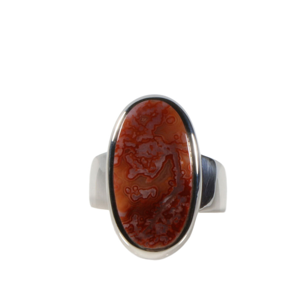 Zilveren ring agaat (kant) maat 18 | ovaal 2,2 x 1,2 cm Zilveren ring agaat (kant) maat 18 | ovaal 2,2 x 1,2 cm