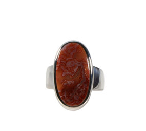 Zilveren ring agaat (kant) maat 18 | ovaal 2,2 x 1,2 cm Zilveren ring agaat (kant) maat 18 | ovaal 2,2 x 1,2 cm