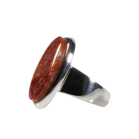 Zilveren ring agaat (kant) maat 18 | ovaal 2,2 x 1,2 cm Zilveren ring agaat (kant) maat 18 | ovaal 2,2 x 1,2 cm