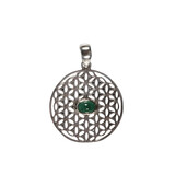 Zilveren hanger smaragd | bloem des levens