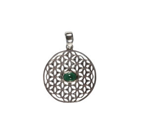 Zilveren hanger smaragd | bloem des levens Zilveren hanger smaragd | bloem des levens