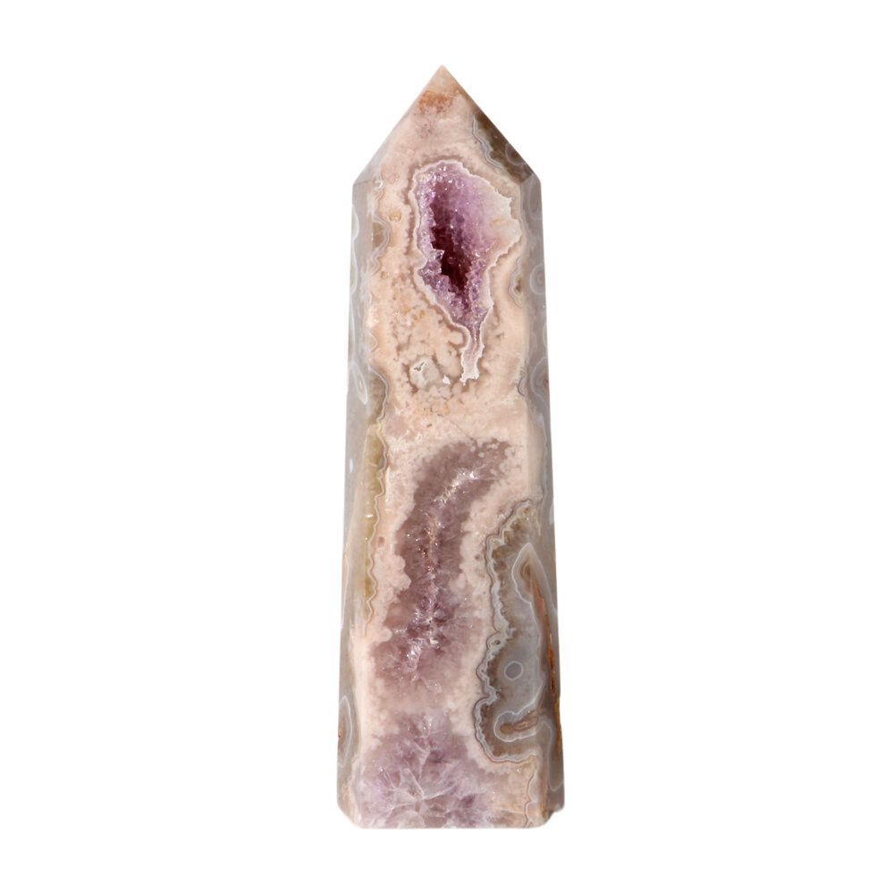 Amethist (roze) met mosagaat (roze/rood) punt geslepen 18 x 5,5 x 4,5 cm | 705 gram Amethist (roze) met mosagaat (roze/rood) punt geslepen 18 x 5,5 x 4,5 cm | 705 gram