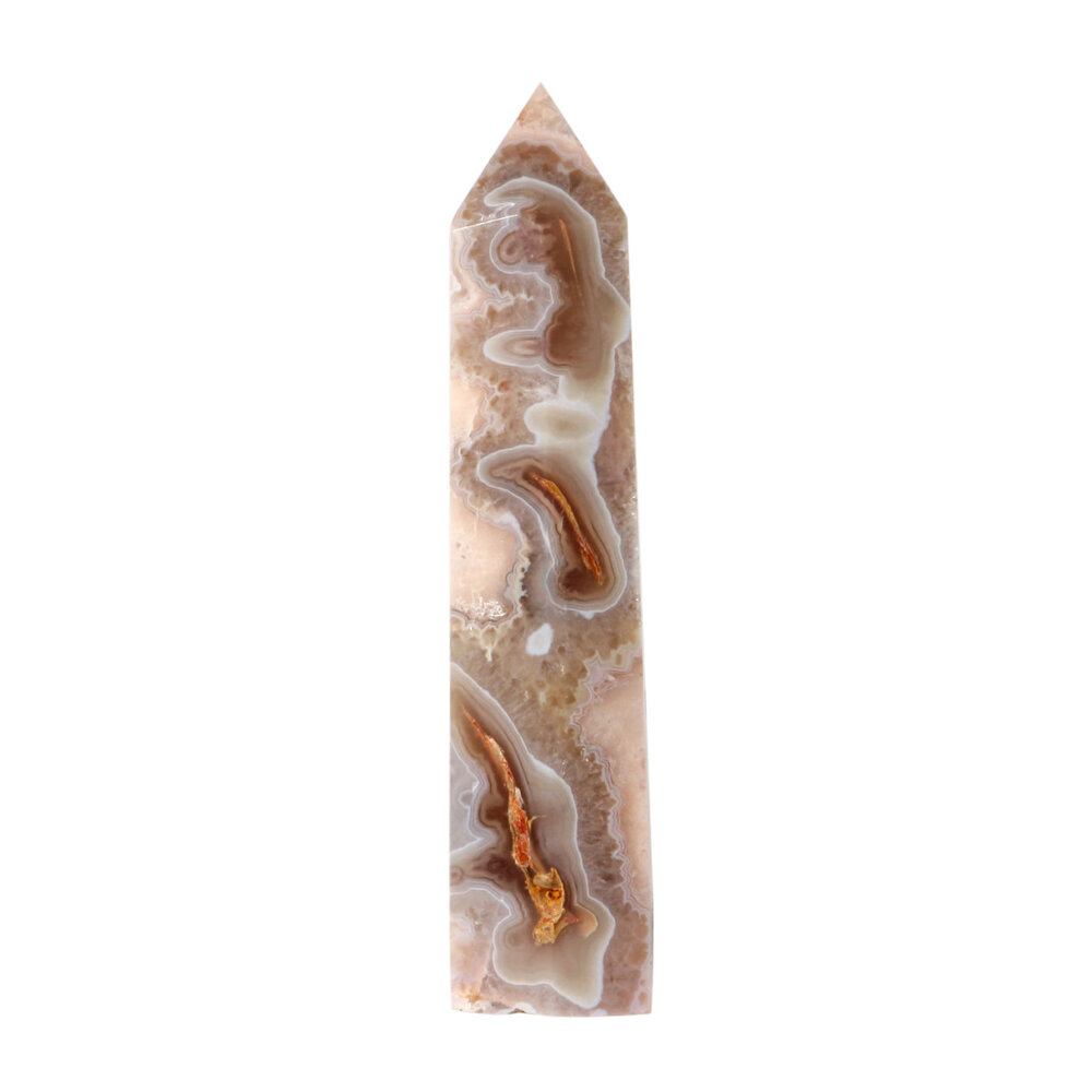 Amethist (roze) met mosagaat (roze/rood) punt geslepen 18 x 5,5 x 4,5 cm | 705 gram Amethist (roze) met mosagaat (roze/rood) punt geslepen 18 x 5,5 x 4,5 cm | 705 gram