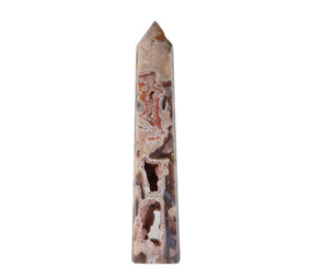 Amethist (roze) met mosagaat (roze/rood) punt geslepen 29 x 6 x 3,5 cm | 1060 gram Amethist (roze) met mosagaat (roze/rood) punt geslepen 29 x 6 x 3,5 cm | 1060 gram