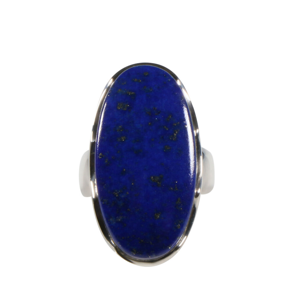 Zilveren ring lapis lazuli maat 18 | ovaal 3 x 1,6 cm Zilveren ring lapis lazuli maat 18 | ovaal 3 x 1,6 cm