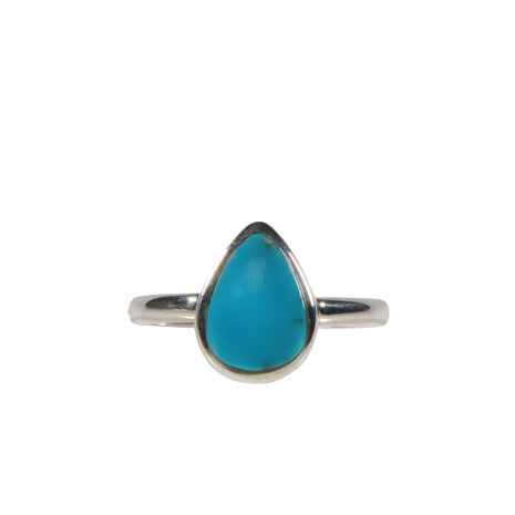 Zilveren ring turkoois (sleeping beauty) maat 19 1/2 | druppel 1,2 x 0,9 cm