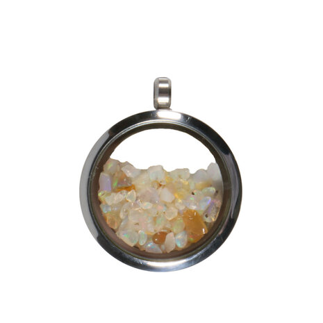 Locket hanger van rvs met opaal (edel) Locket hanger van rvs met opaal (edel)