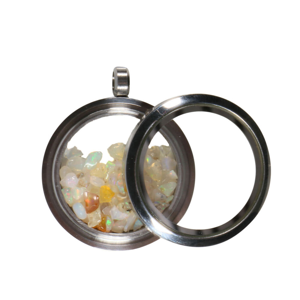 Locket hanger van rvs met opaal (edel) Locket hanger van rvs met opaal (edel)