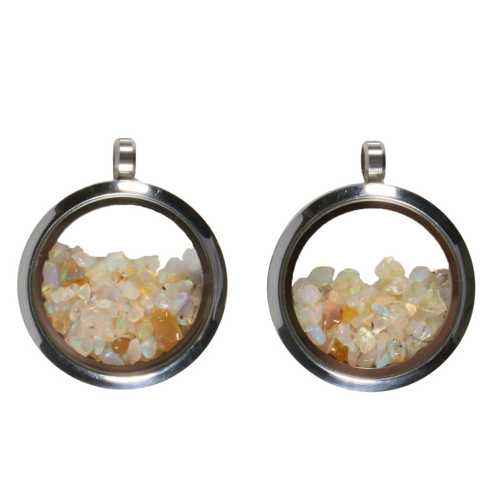 Locket hanger van rvs met opaal (edel) Locket hanger van rvs met opaal (edel)