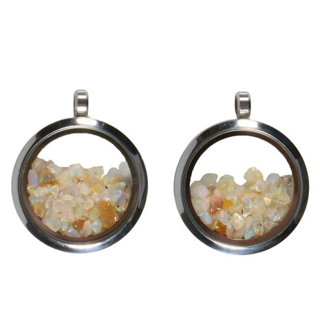 Locket hanger van rvs met opaal (edel) Locket hanger van rvs met opaal (edel)