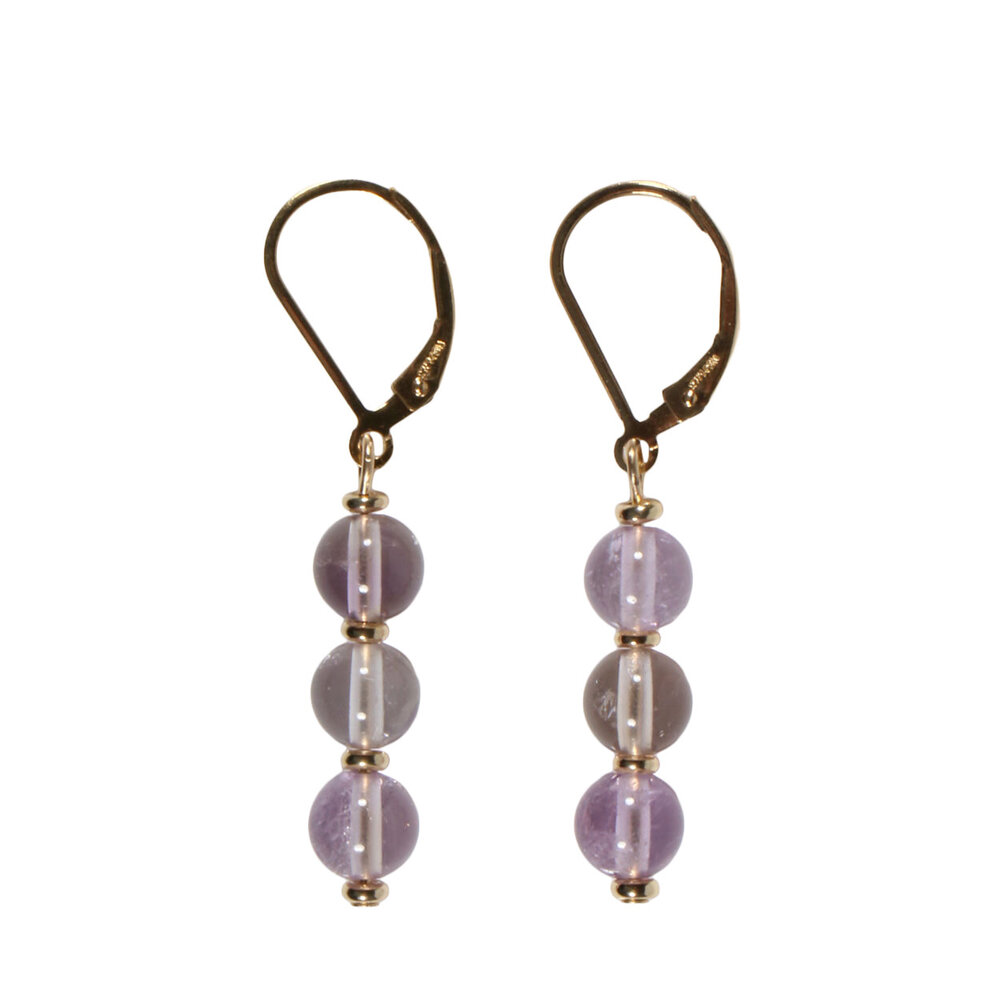 Gold filled oorbellen ametrien | 3 bolletjes Gold filled oorbellen ametrien | 3 bolletjes