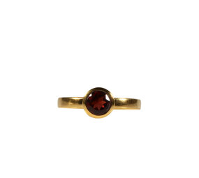 Gold filled ring granaat maat 18 1/2 | rond facet 6 mm Gold filled ring granaat maat 18 1/2 | rond facet 6 mm