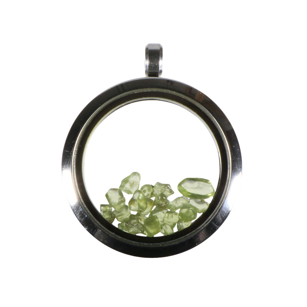 Locket hanger van rvs met peridoot Locket hanger van rvs met peridoot