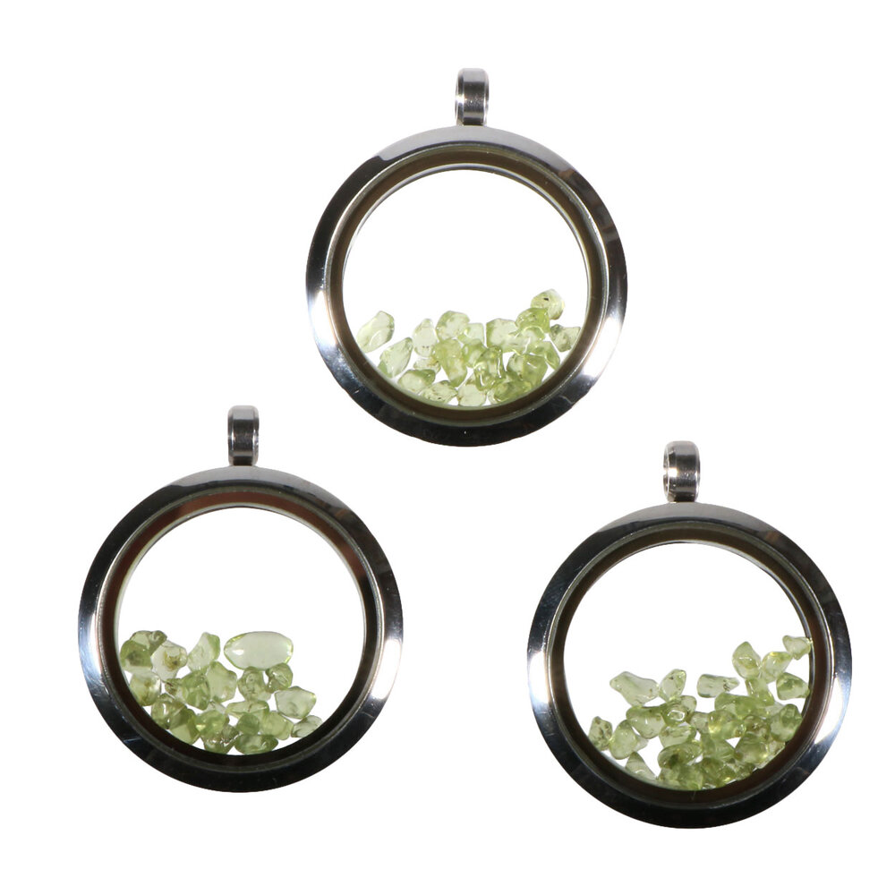 Locket hanger van rvs met peridoot Locket hanger van rvs met peridoot