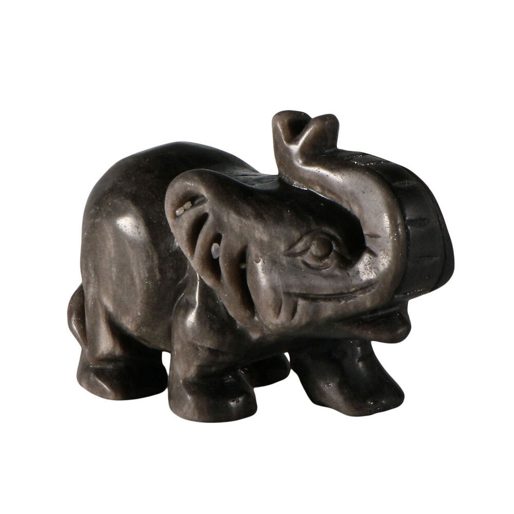 Obsidiaan (zilver) olifant 11,5 x 8 x 5 cm | 395 gram Obsidiaan (zilver) olifant 11,5 x 8 x 5 cm | 395 gram