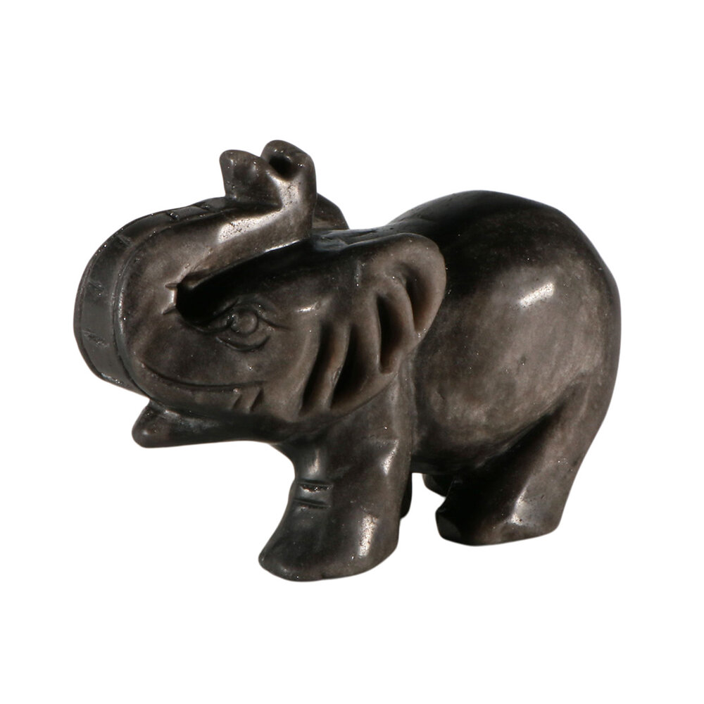 Obsidiaan (zilver) olifant 11,5 x 8 x 5 cm | 395 gram Obsidiaan (zilver) olifant 11,5 x 8 x 5 cm | 395 gram