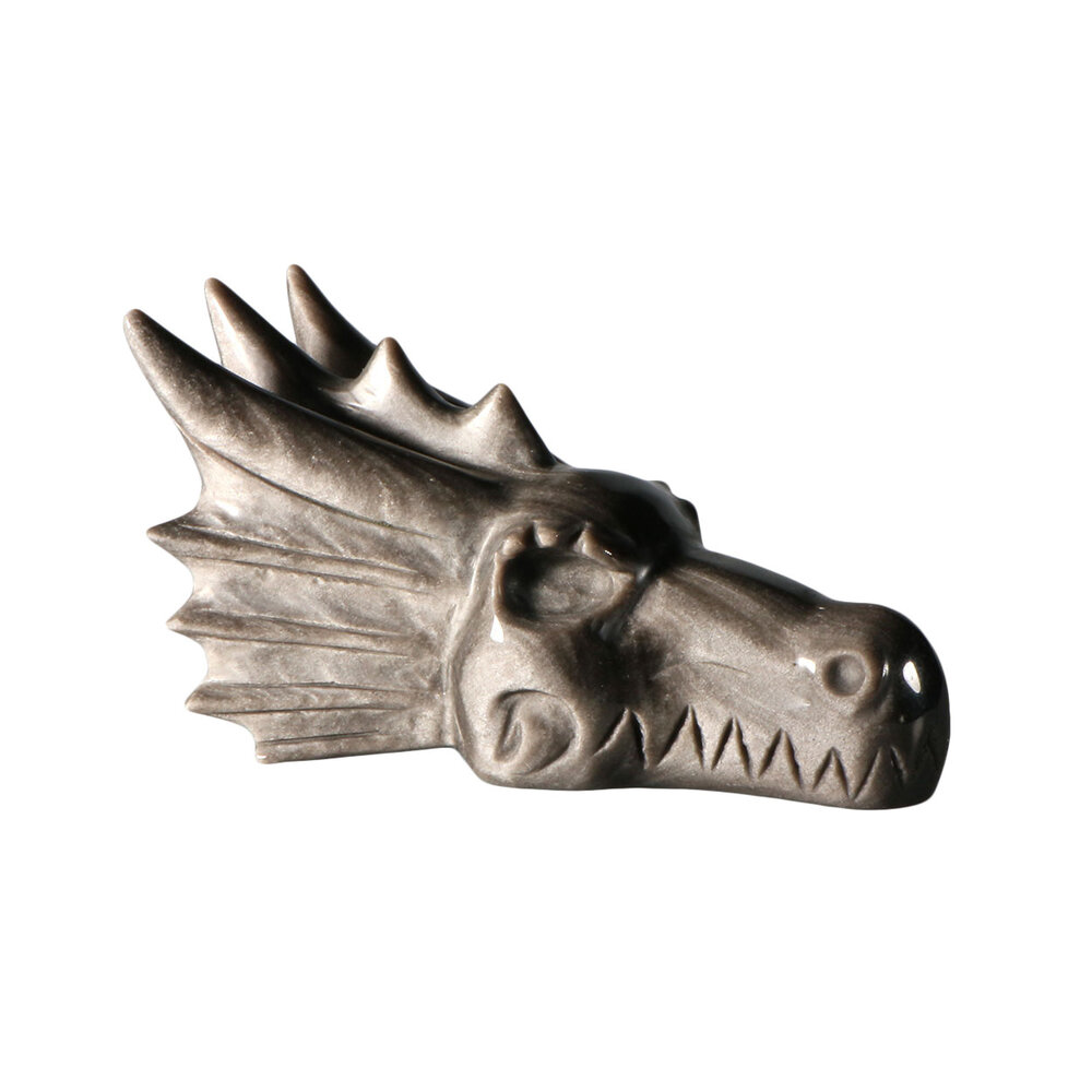 Obsidiaan (zilver) draken schedel 16 x 9 x 7 cm | 675 gram