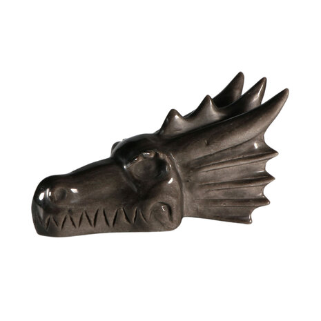 Obsidiaan (zilver) draken schedel 16 x 9 x 7 cm | 675 gram