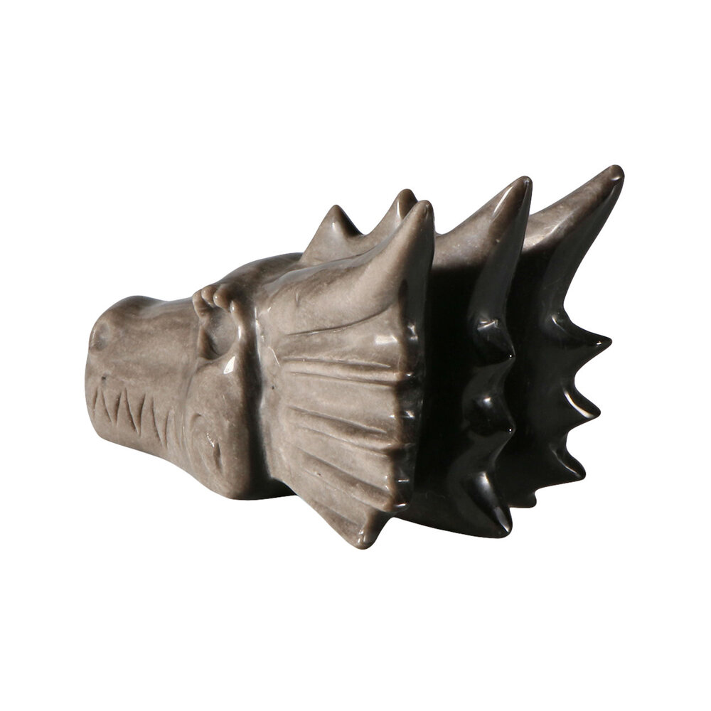 Obsidiaan (zilver) draken schedel 16 x 9 x 7 cm | 675 gram
