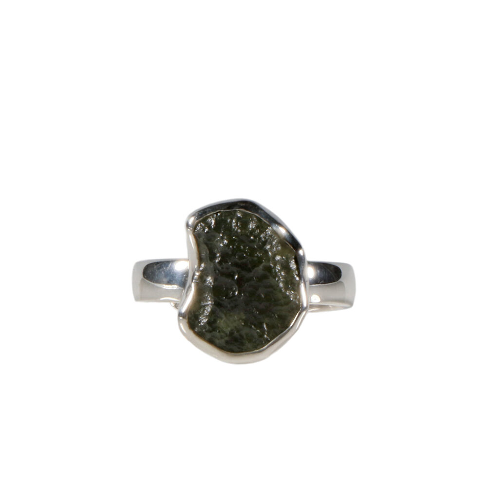 Zilveren ring moldaviet maat 18 (verstelbaar) | ruw 1,3 x 0,9 cm Zilveren ring moldaviet maat 18 (verstelbaar) | ruw 1,3 x 0,9 cm