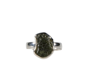 Zilveren ring moldaviet maat 18 (verstelbaar) | ruw 1,3 x 0,9 cm Zilveren ring moldaviet maat 18 (verstelbaar) | ruw 1,3 x 0,9 cm