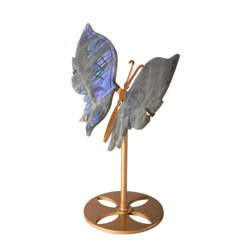 Labradoriet vlinder op standaard 20 x 13,5 x 0,5 cm | 473 gram Labradoriet vlinder op standaard 20 x 13,5 x 0,5 cm | 473 gram