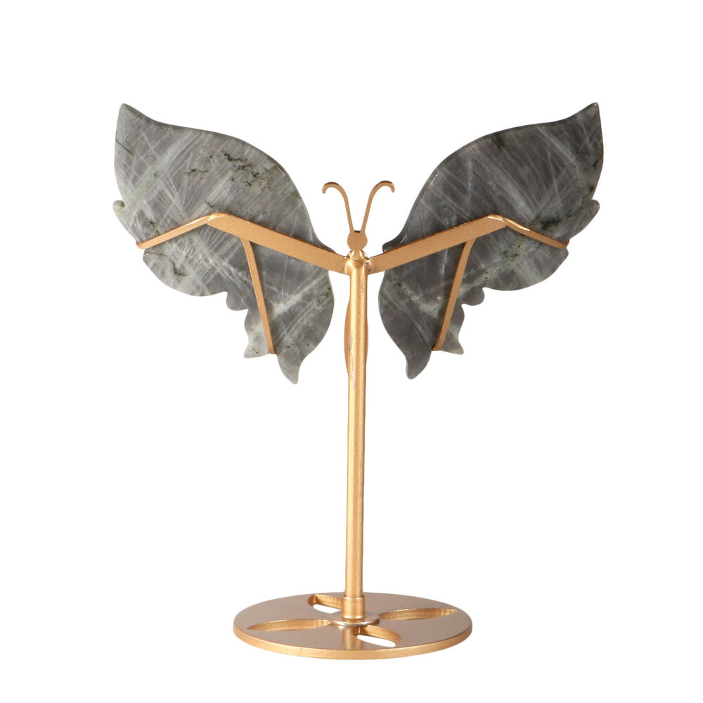 Labradoriet vlinder op standaard 20 x 13,5 x 0,5 cm | 473 gram Labradoriet vlinder op standaard 20 x 13,5 x 0,5 cm | 473 gram