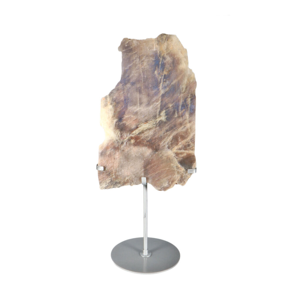 Maansteen A-kwaliteit schijf op standaard 27 x 17 x 1 cm | 1876 gram