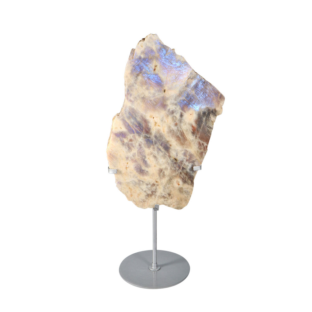 Maansteen A-kwaliteit schijf op standaard 29 x 17 x 2 cm | 2360 gram