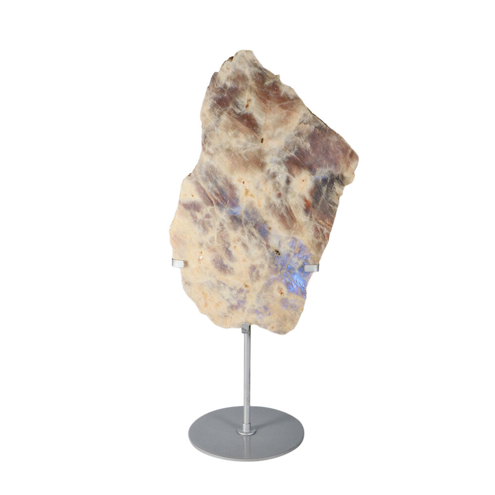 Maansteen A-kwaliteit schijf op standaard 29 x 17 x 2 cm | 2360 gram