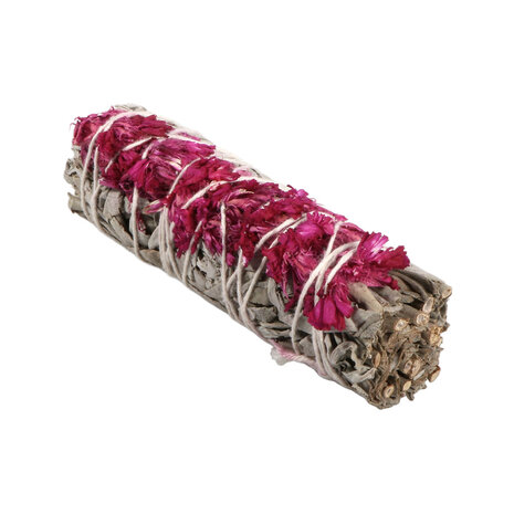 Salie smudge stick 10 cm | met roze Sinuata