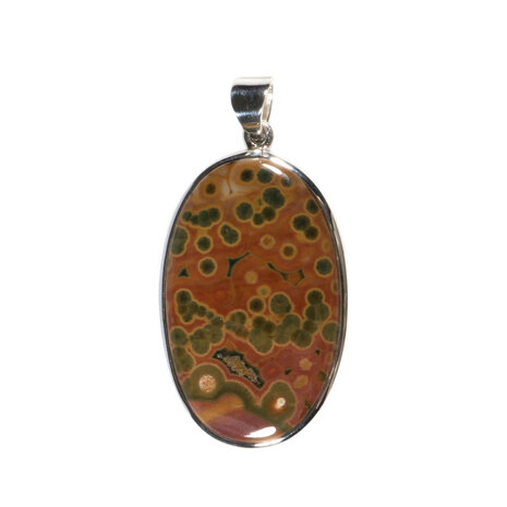 Zilveren hanger jaspis (oceaan) | ovaal 3,9 x 2,4 cm Zilveren hanger jaspis (oceaan) | ovaal 3,9 x 2,4 cm